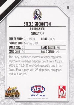 2011 Select AFL Champions #46 Steele Sidebottom Back